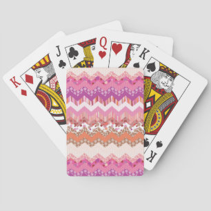 Pink zigzag background playing cards
