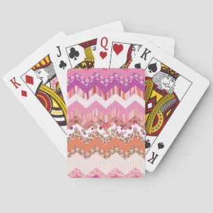 Pink zigzag background playing cards