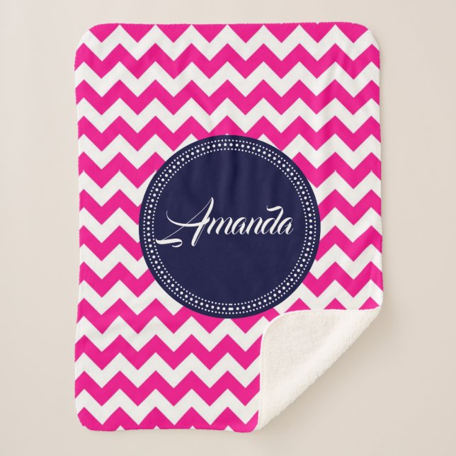 Pink Zigzag Chevron Seamless Pattern Sherpa Blanket (Front)