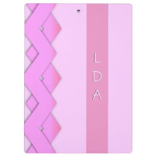 Pink Zigzag Monogram Clip Board