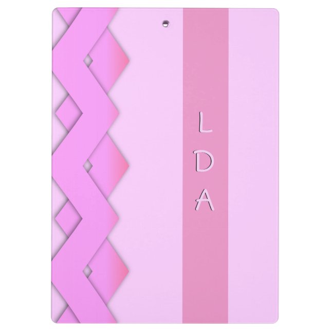 Pink Zigzag Monogram Clip Board (Back)