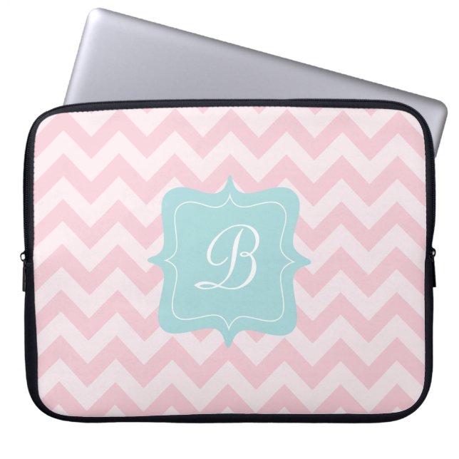 Pink Zigzag Monogram Laptop Sleeve (Front)