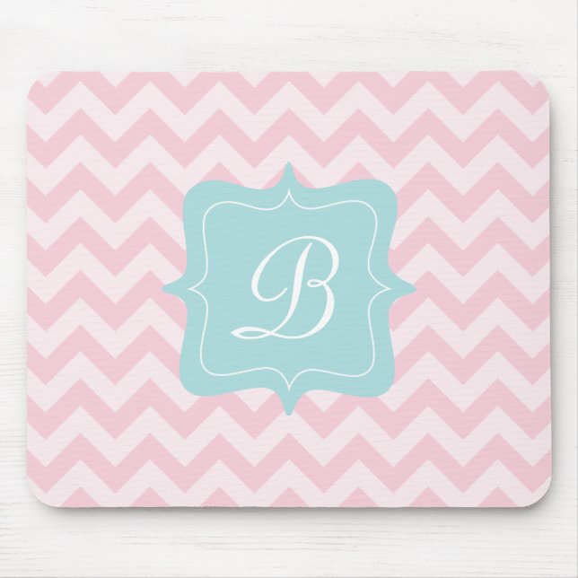 Pink Zigzag Monogram Mouse Pad (Front)