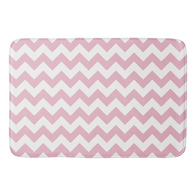 Pink Zigzag, Pink Chevron, Geometric Pattern Bath Mat (Front)