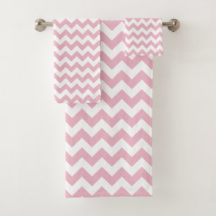 Pink Zigzag, Pink Chevron, Geometric Pattern Bath Towel Set