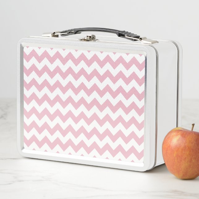 Pink Zigzag, Pink Chevron, Geometric Pattern Metal Lunch Box (In Situ)