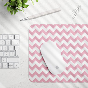 Pink Zigzag, Pink Chevron, Geometric Pattern Mouse Pad
