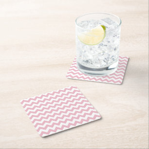 Pink Zigzag, Pink Chevron, Geometric Pattern Square Paper Coaster