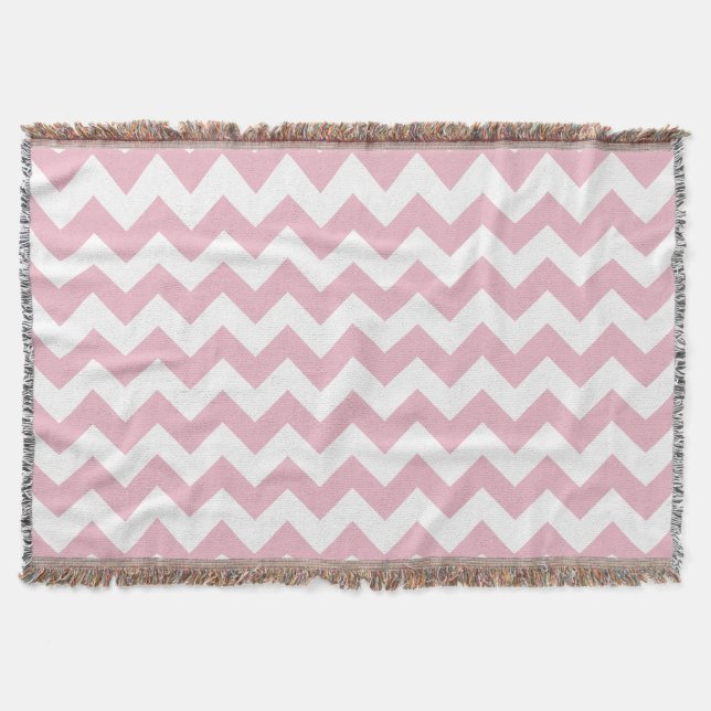 Pink Zigzag, Pink Chevron, Geometric Pattern Throw Blanket (Front)