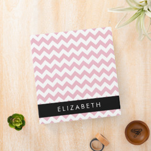 Pink Zigzag, Pink Chevron, Wave Pattern, Your Name Binder