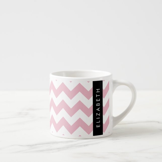 Pink Zigzag, Pink Chevron, Wave Pattern, Your Name Espresso Cup (Right)