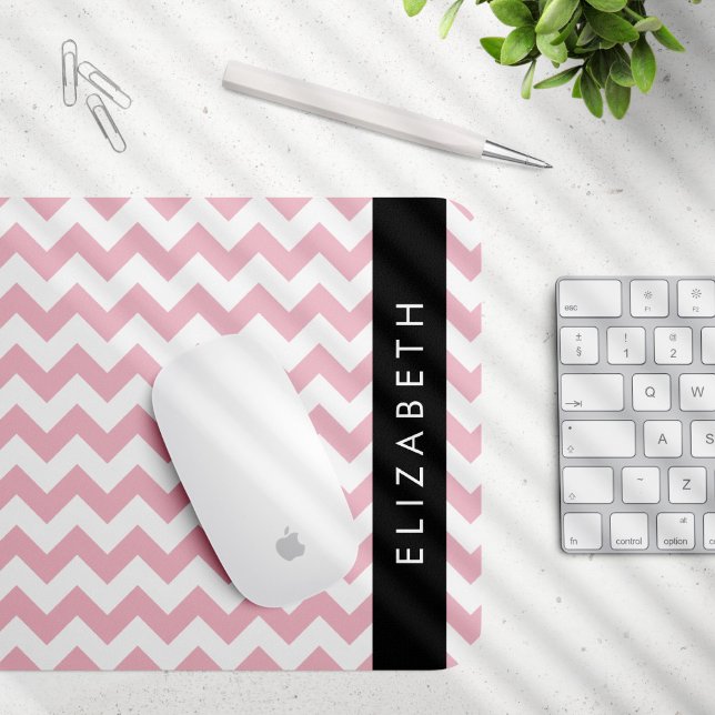 Pink Zigzag, Pink Chevron, Wave Pattern, Your Name Mouse Pad (Creator Uploaded)