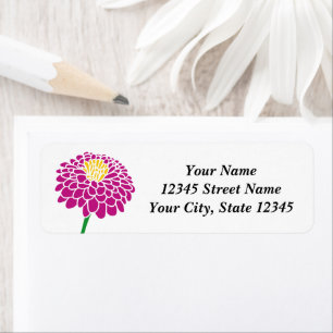 Pink Zinnia fleur personnalisé adresse de retour