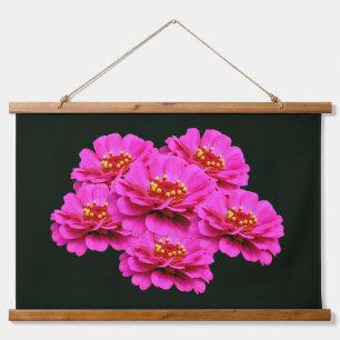 Pink Zinnia Flower Bouquet  Hanging Tapestry