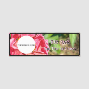 Pink Zinnia Flower Custom Image Logo Name Title Tag
