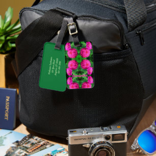Pink Zinnia Flower Pair Abstract Personalized Luggage Tag