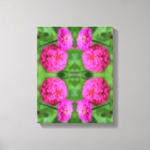 Pink Zinnia Flower Pair Close Up Abstract Canvas Print