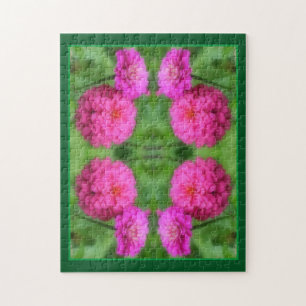 Pink Zinnia Flower Pair Close Up Abstract  Jigsaw Puzzle