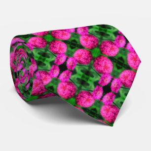 Pink Zinnia Flower Pair Close Up Abstract Pattern  Tie