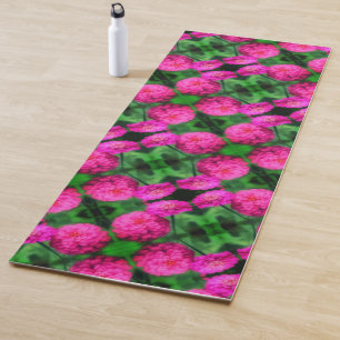 Pink Zinnia Flower Pair Close Up Abstract Pattern Yoga Mat