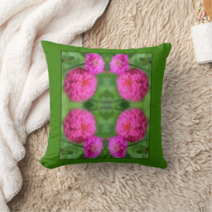 Pink Zinnia Flower Pair Close Up Abstract  Throw Pillow