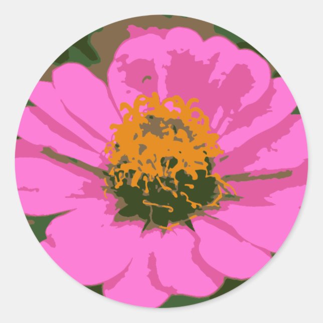 Pink Zinnia Flower Sticker (Front)