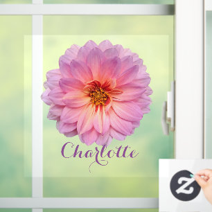 Pink Zinnia Flower Window Cling