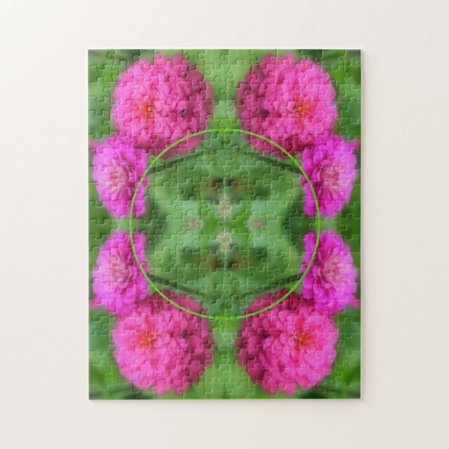Pink Zinnia Flowers Frame Create Your Own Photo Jigsaw Puzzle (Vertical)