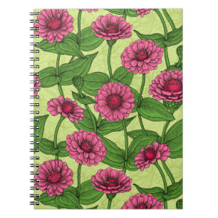 Pink Zinnias on light green Notebook
