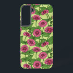 Pink Zinnias on light green Samsung Galaxy Case<br><div class="desc">Hand- painted zinnia flowers vector pattern</div>