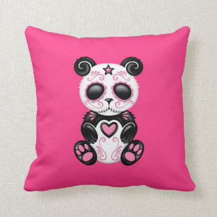 Pink Zombie Sugar Panda Throw Pillow