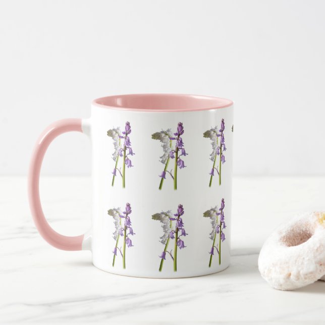 Pinkbells Fabric Pattern. Mug (With Donut)