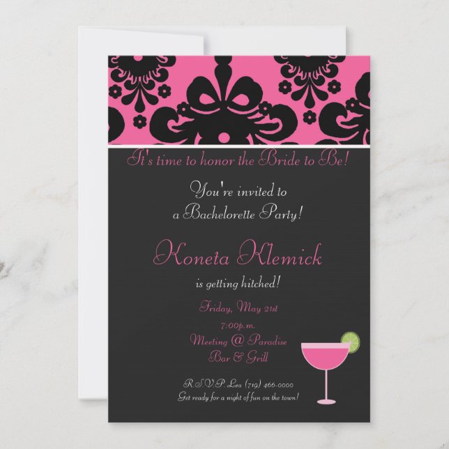 pinkblack copy, margarita, It's time to honour t.. Invitation (Front)