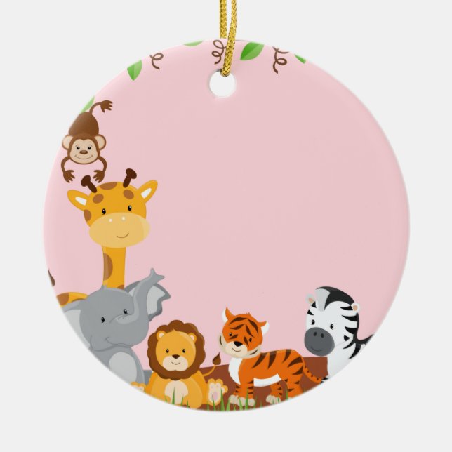 PinkCute Jungle Baby Animal Ornament (Front)