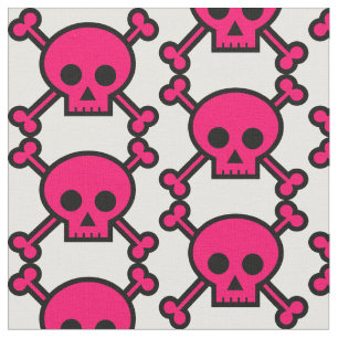 PINKDUGGERY - Hot Pink Skull & Crossbones Fabric