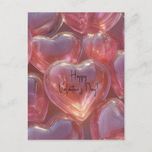 Pinke Herzen aus Glas Valentinstag Postcard
