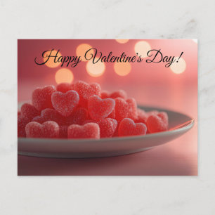 Pinke Herzen aus Zucker Valentinstag Postcard