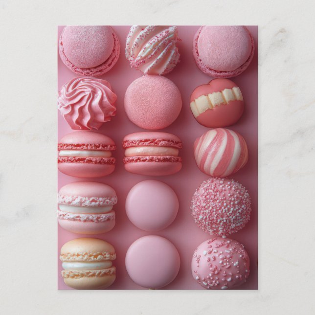 Pinke Macarones and sweets Valentine's Day Postcard (Front)