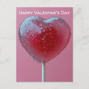 Pinker Herz Lollipop Valentinstag Postcard