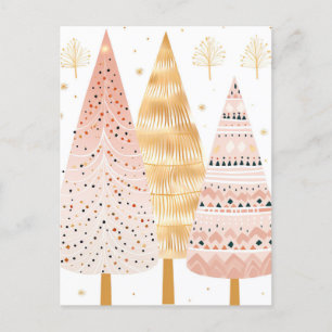 Pinker und goldener Weihnachtsbaum mit Geschenken Postcard