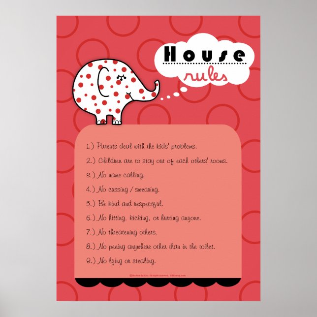 Pinkie Elephant House Règles Grand Poster (Devant)