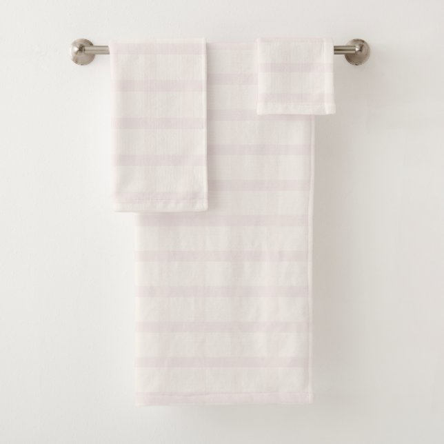 Pinkish Champagne And Creamy White Gingham Pattern Bath Towel Set (Insitu)