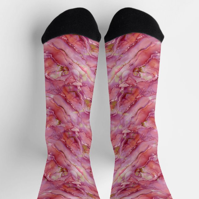 Pinkish Flowing Marble Socks (Top)
