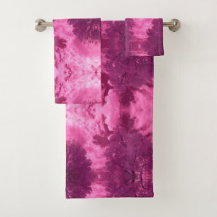 Pinkish Hues Infrared Cloud Bath Towel Set