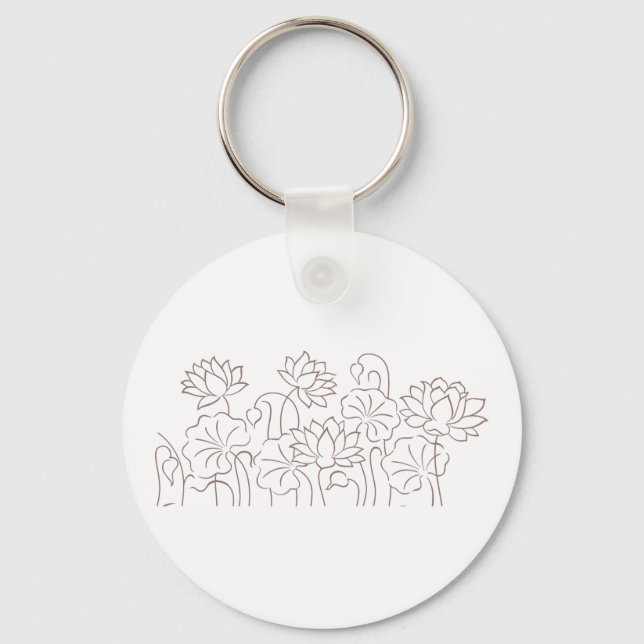 Pinkish Red floral Design Keychain (Front)