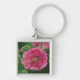 Pinkish Red Hollyhock and Siblings_0075 & 0082 Keychain