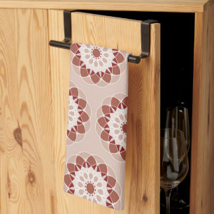Pinkk and Burgundy Floral Mandala Pattern Kitchen Towel