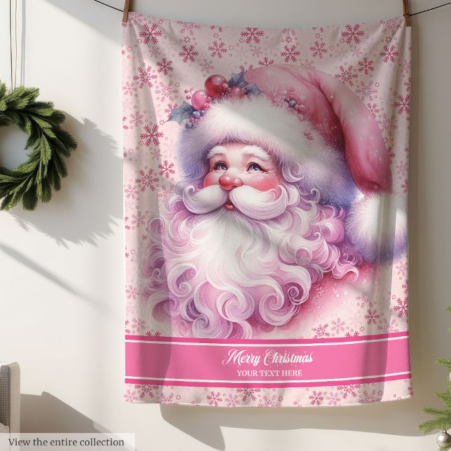 Pinkmas Girls Père Noël Nom Couverture Noël Cosy (Pinkmas Girls Santa Name Blanket Christmas Cozy)