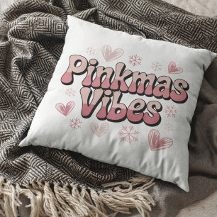 Pinkmas Vibes Cute Girly Pink Christmas Throw Pillow