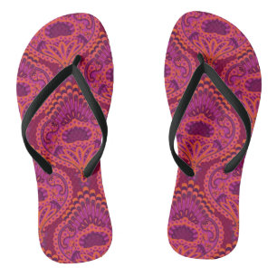Pinkoinko - Feathered Paisley Flip Flops